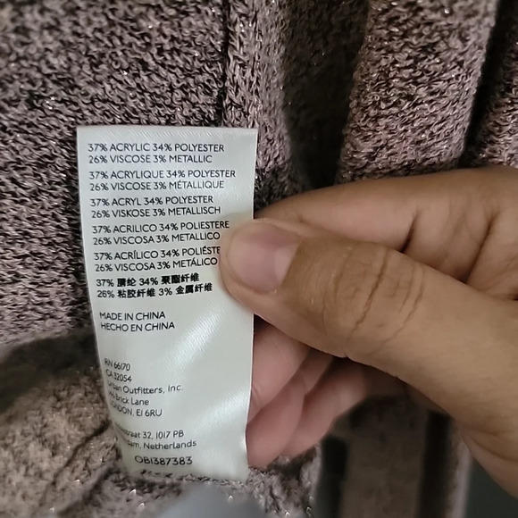 FREE PEOPLE S Going For Gold Wrap Sweater Dusty Rose Pink Knit Metallic V Neck - Picture 6 of 7